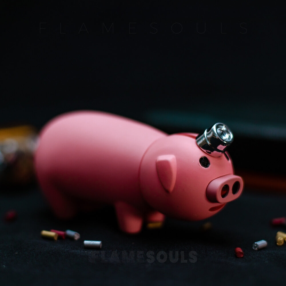 Pig-shaped lighter with FlameSouls logo